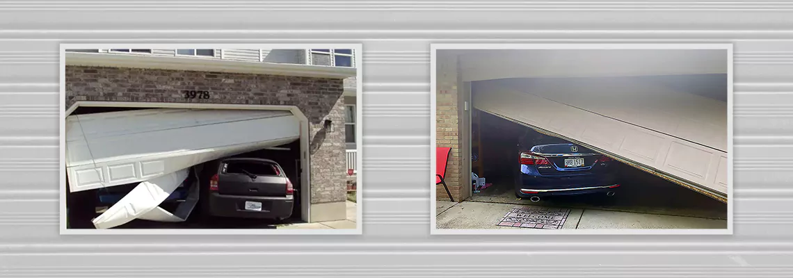 Repair Commercial Garage Door Got Hit By A Car in Brampton, Ontario